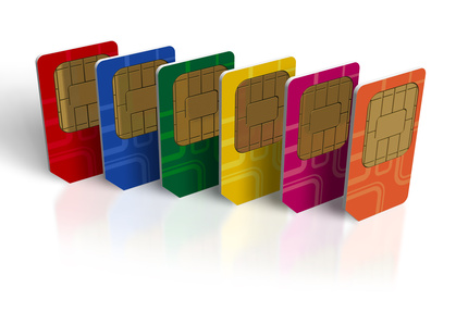Set of color SIM cards